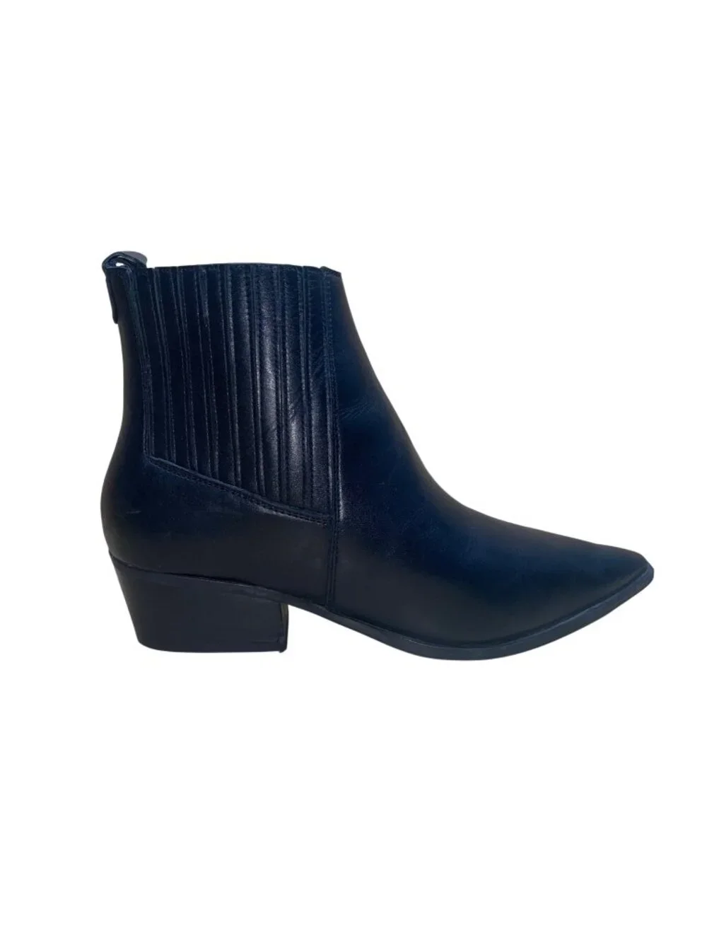 Marc Fisher Women’s Black Leather Block Heel Mlyarita Ankle Boots Size 8.5M - Picture 1 of 10